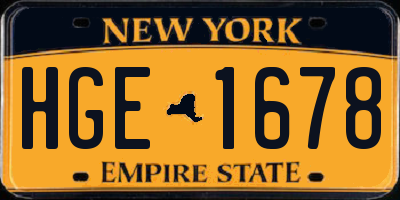 NY license plate HGE1678