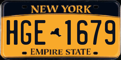 NY license plate HGE1679