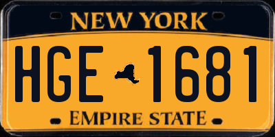 NY license plate HGE1681