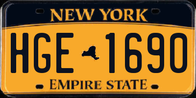 NY license plate HGE1690