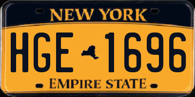 NY license plate HGE1696