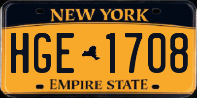 NY license plate HGE1708