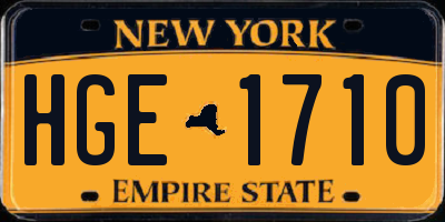 NY license plate HGE1710