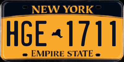 NY license plate HGE1711