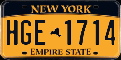 NY license plate HGE1714