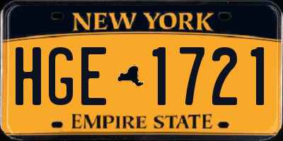 NY license plate HGE1721