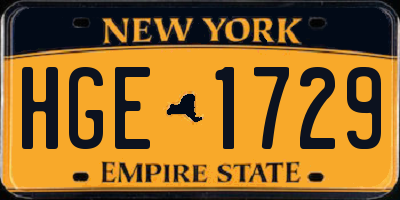 NY license plate HGE1729