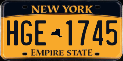 NY license plate HGE1745