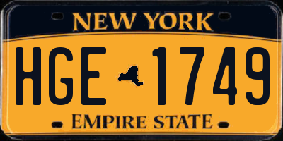 NY license plate HGE1749