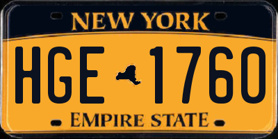 NY license plate HGE1760