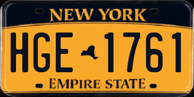 NY license plate HGE1761