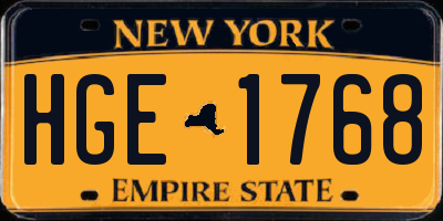 NY license plate HGE1768