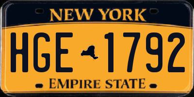 NY license plate HGE1792