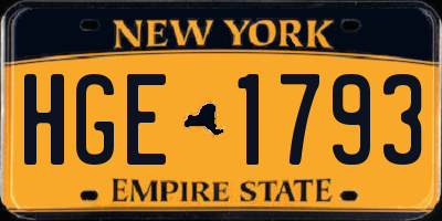 NY license plate HGE1793
