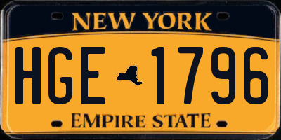 NY license plate HGE1796