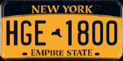 NY license plate HGE1800