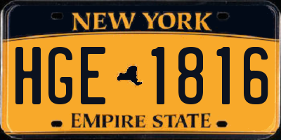 NY license plate HGE1816