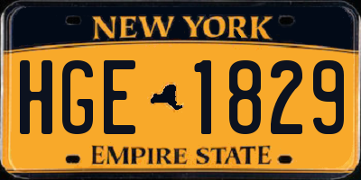 NY license plate HGE1829
