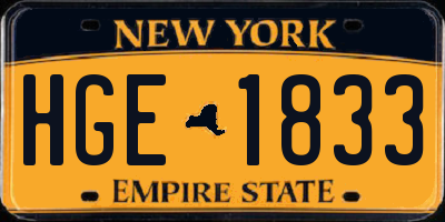 NY license plate HGE1833