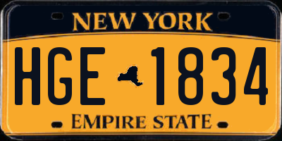 NY license plate HGE1834