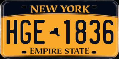 NY license plate HGE1836