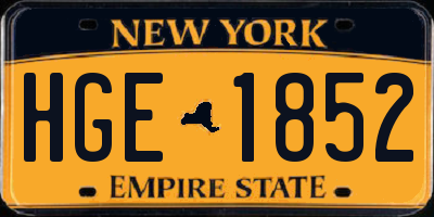 NY license plate HGE1852