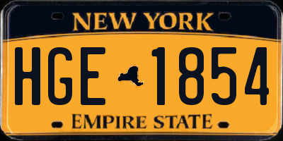 NY license plate HGE1854