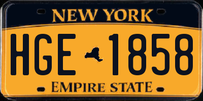 NY license plate HGE1858