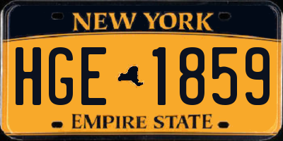 NY license plate HGE1859
