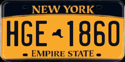 NY license plate HGE1860