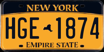 NY license plate HGE1874