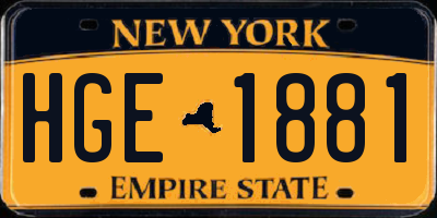 NY license plate HGE1881