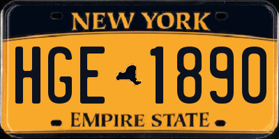 NY license plate HGE1890