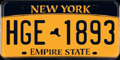 NY license plate HGE1893