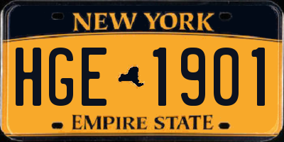 NY license plate HGE1901