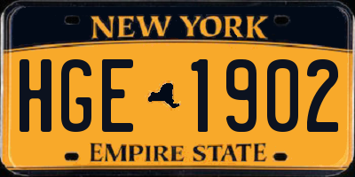 NY license plate HGE1902