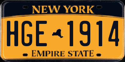 NY license plate HGE1914