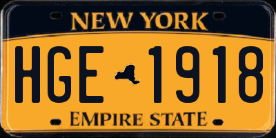 NY license plate HGE1918