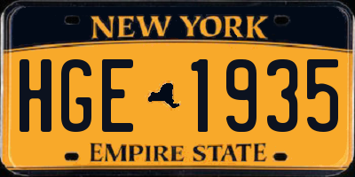 NY license plate HGE1935