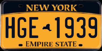 NY license plate HGE1939