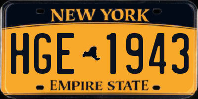 NY license plate HGE1943