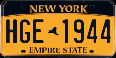 NY license plate HGE1944