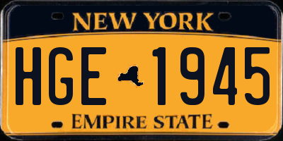 NY license plate HGE1945
