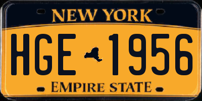 NY license plate HGE1956