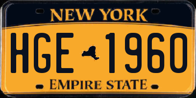NY license plate HGE1960