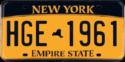 NY license plate HGE1961