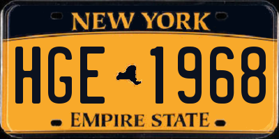 NY license plate HGE1968
