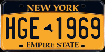 NY license plate HGE1969