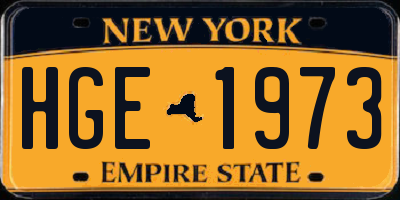NY license plate HGE1973