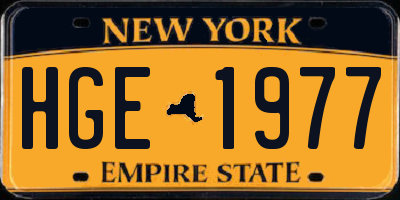 NY license plate HGE1977